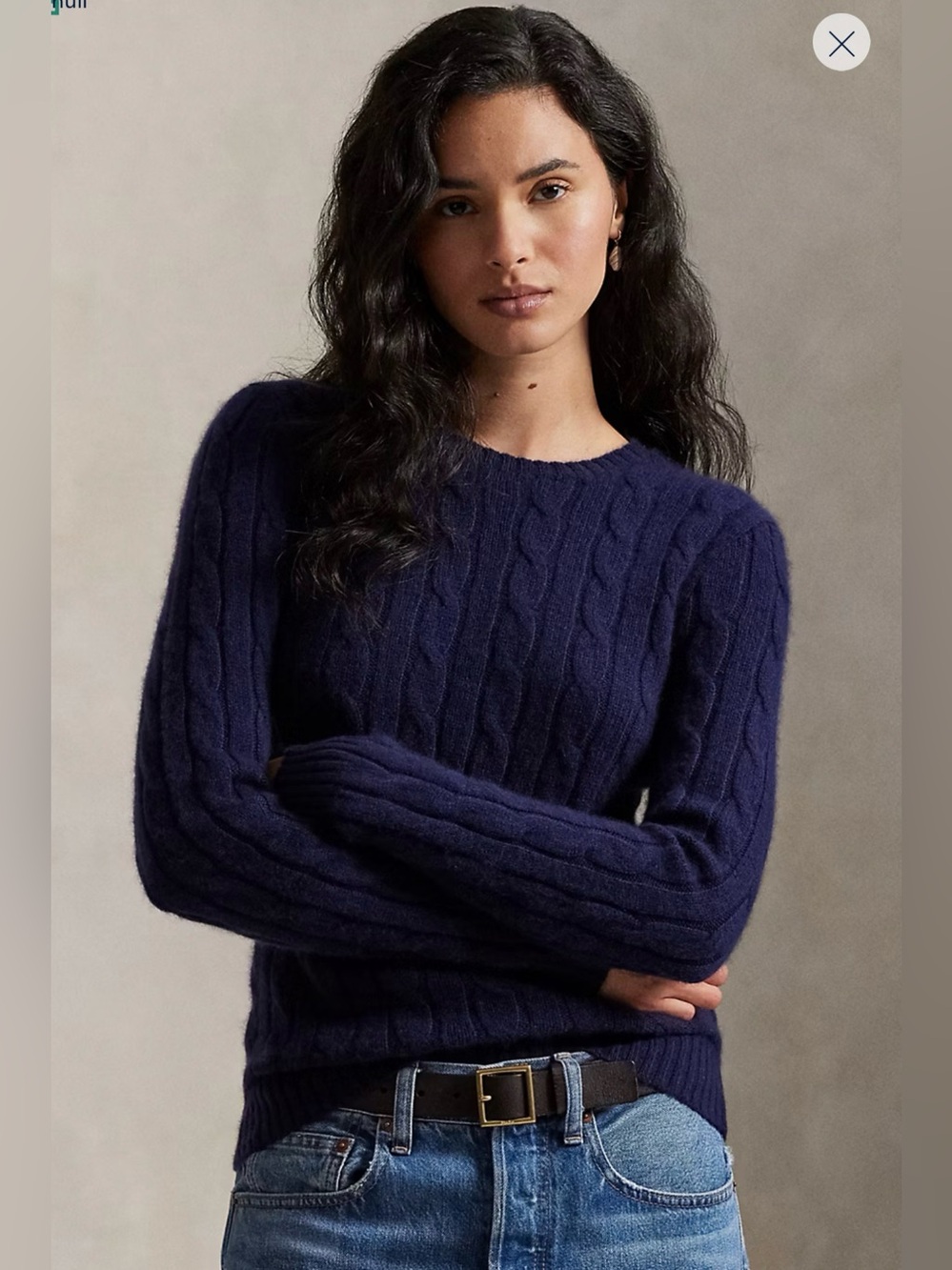 Polo by Ralph Lauren Iconic Cable-Knit 100% Cashmere Sweater. Hunter Navy. - Picture 7 of 8